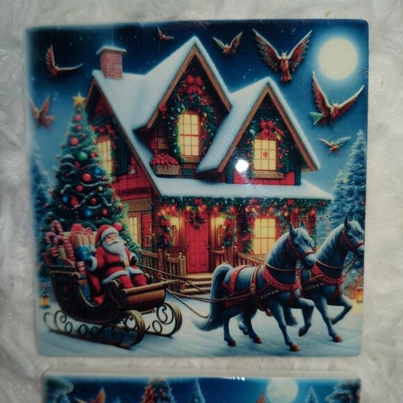 Holiday Ceramic Coaster 4x4" colorful - Picture 3 of 6